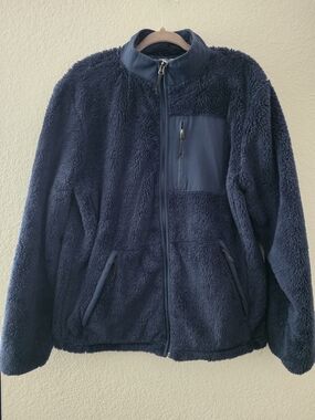 George Navy Plush Full-Zip Puffer Jacket